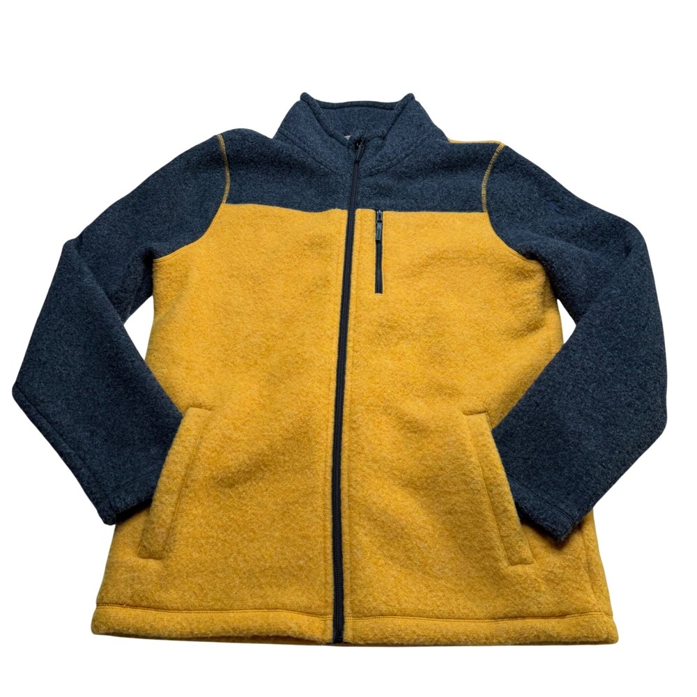 SMARTWOOL Hudson Trail Fleece Yellow Gray Colorblock Jacket Mens Size Medium